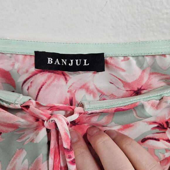 Floral Pink Puff Long Flare Sleeve Self Tie Front Crop Corset Top. Size Large - Picture 7 of 10